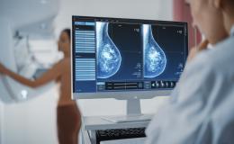Breast cancer scan taking place